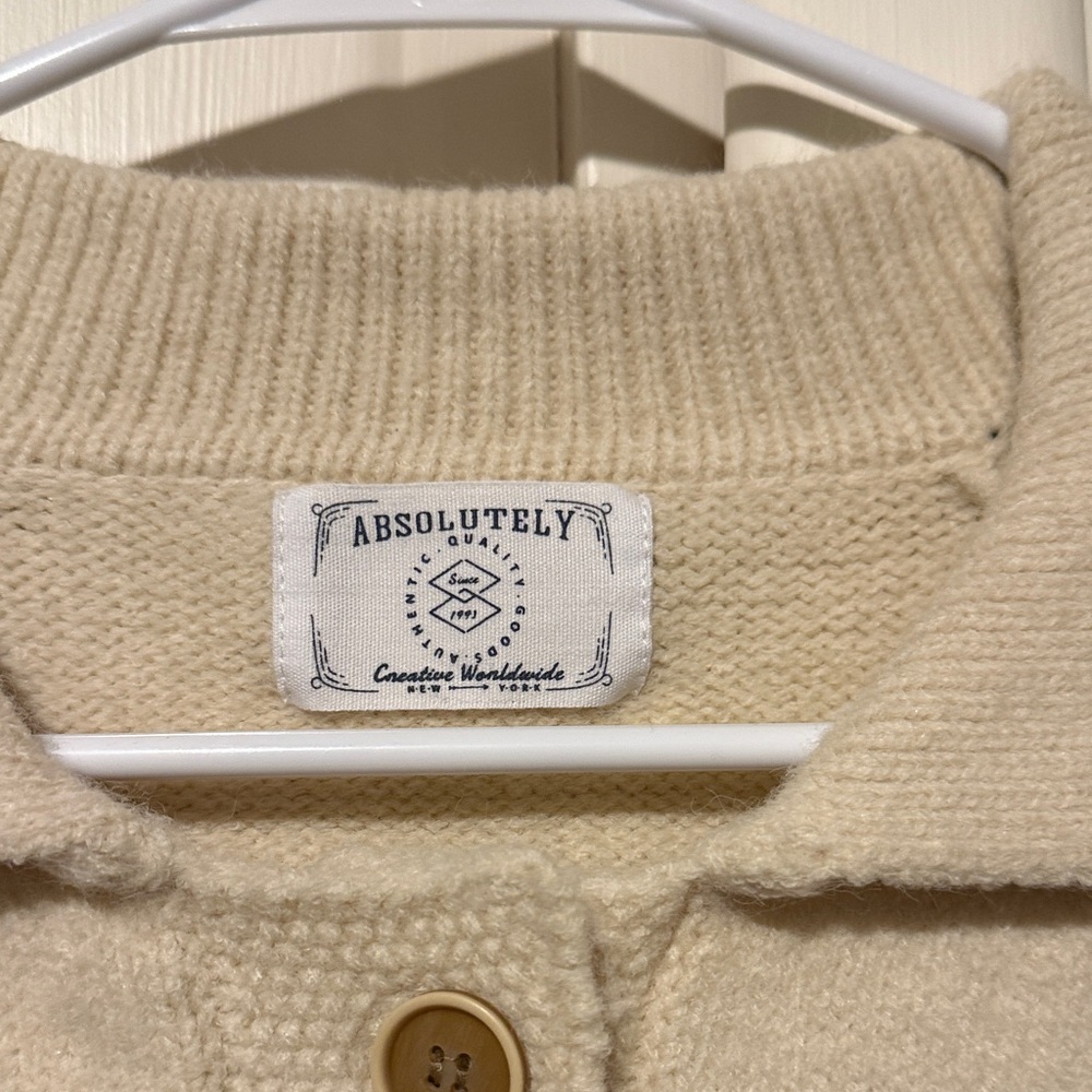 Absolutely Cream and Blue Patterned Cardigan NWT - image 2